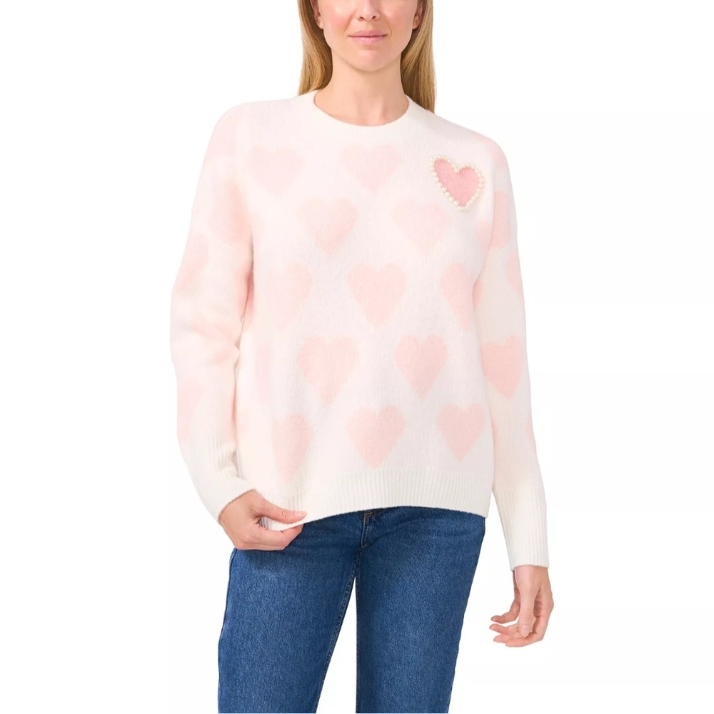 NWT Vince Camuto Crew Neck Heart Sweater (Size: M)